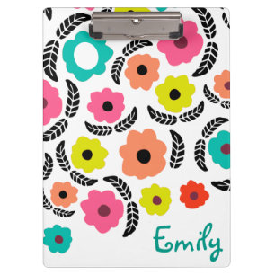 Summer Flowers and Black Leaf Clipboard
