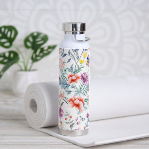 Summer Flowers and Butterfly Water Bottle