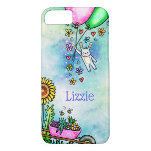 Summer Flowers and Whimsical Bunny with Balloons iPhone 8/7 Case