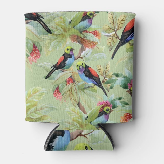 Summer Flowers Birds: Tropical Pattern Can Cooler (Front)