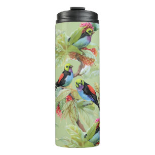 Summer Flowers Birds: Tropical Pattern Thermal Tumbler