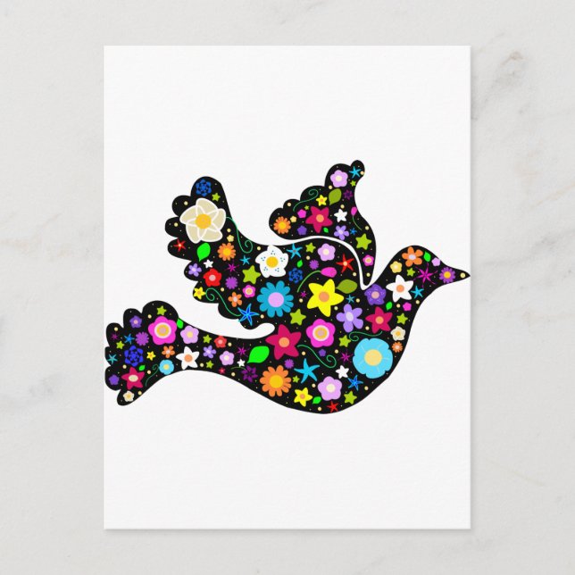 Summer Flowers Dove Postcard (Front)