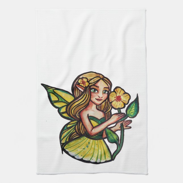 Summer Flowers Fairy                               Tea Towel (Vertical)