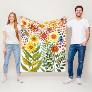 Summer flowers fleece blanket