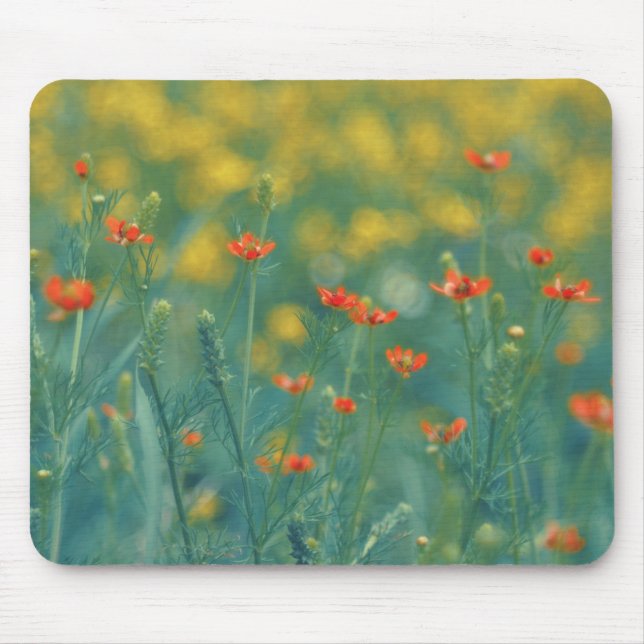 Summer Flowers (Floral Field) (Red Flowers) Mouse Pad (Front)
