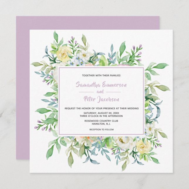 Summer Flowers Floral Wedding Invitation (Front/Back)