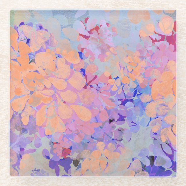 summer flowers  glass coaster (Front)