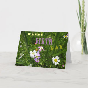 Summer Flowers Happy Birthday Greeting Card