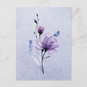 Summer Flowers, Japanese Art Postcard