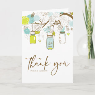 Summer Flowers & Mason Jars Wedding Thank You Card