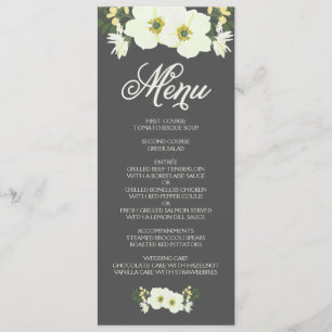 Summer Flowers Menu Card   Yellow & Grey