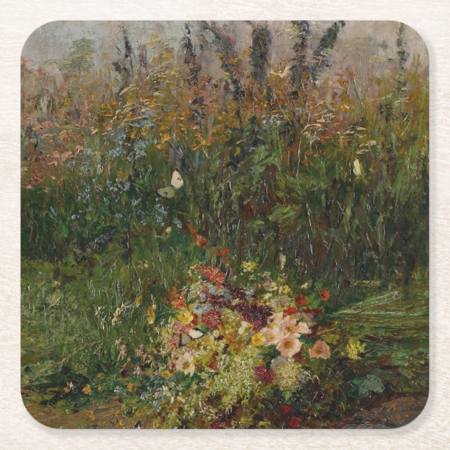 Summer Flowers of the Field Square Paper Coaster (Front)