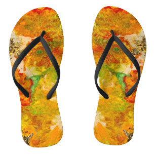 Summer Flowers Orange Gold Yellow Flip Flops
