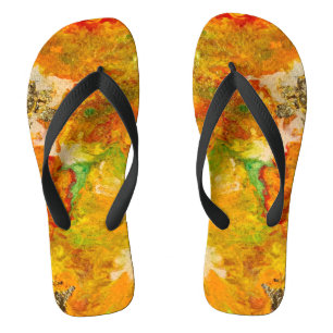 Summer Flowers Orange Gold Yellow Thongs