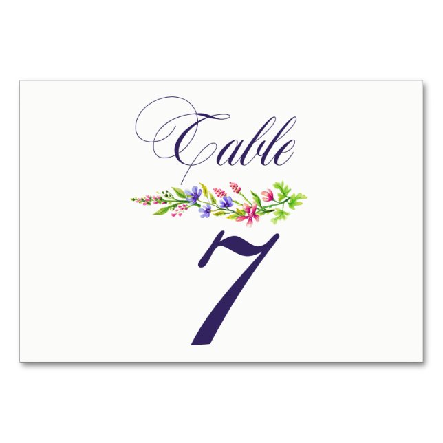 Summer Flowers Pastel Wedding Reception  Table Number (Front)