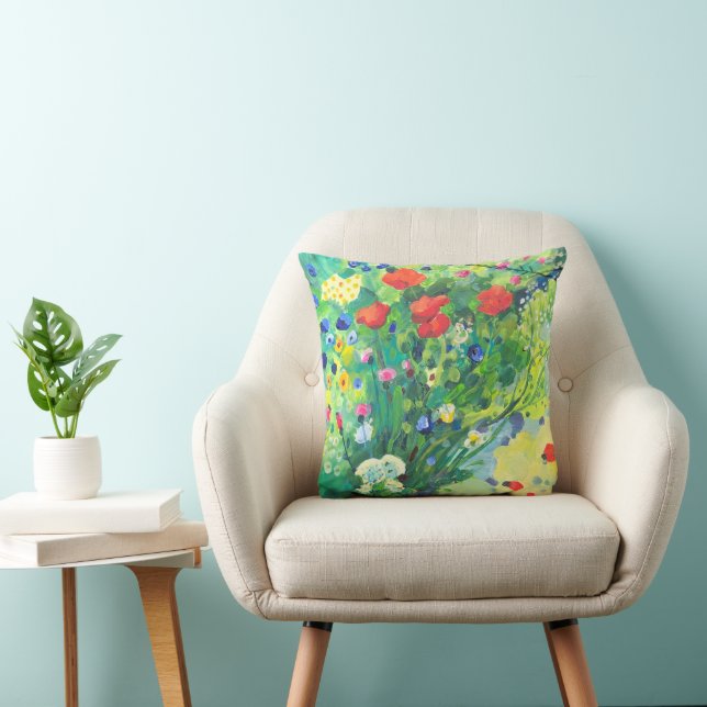 Summer flowers, poppys  cushion (Chair)