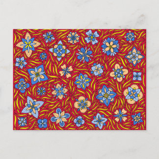 Summer Flowers Red Postcard