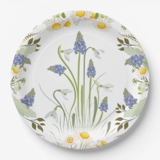 Summer Flowers Round Paper Plates Full Design