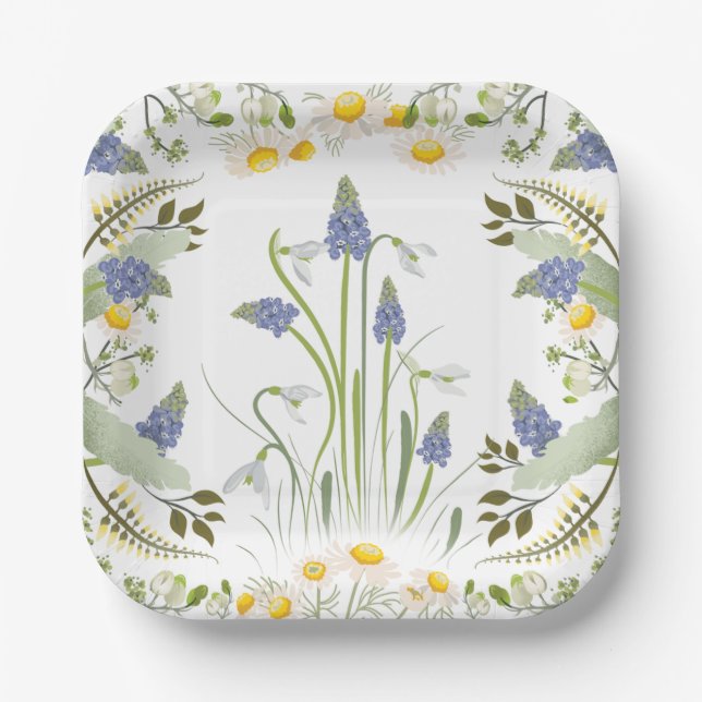 Summer Flowers Square Plates (Front)