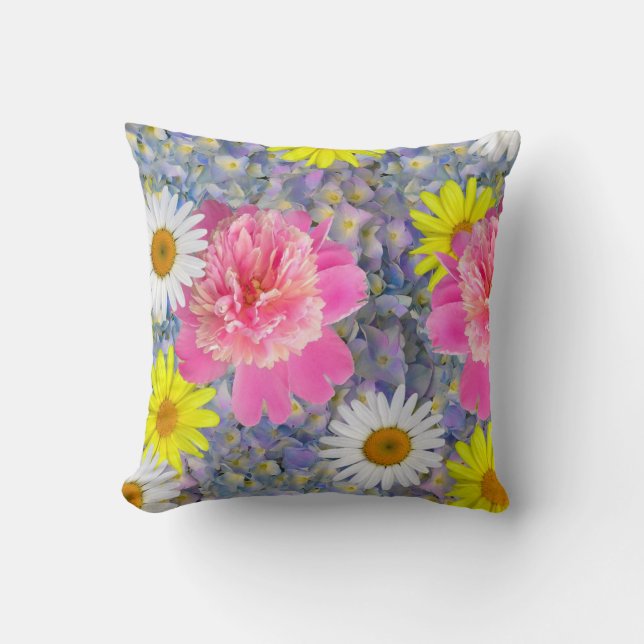 Summer Flowers Throw Pillow (Front)