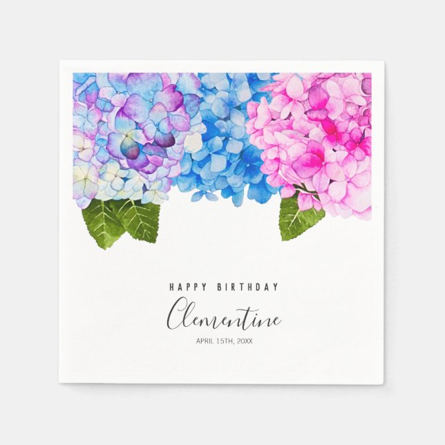 Summer Flowers Watercolor Illustration | Birthday Napkin (Front)