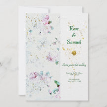 Summer Flowers Watercolor Paper Textured Wedding I