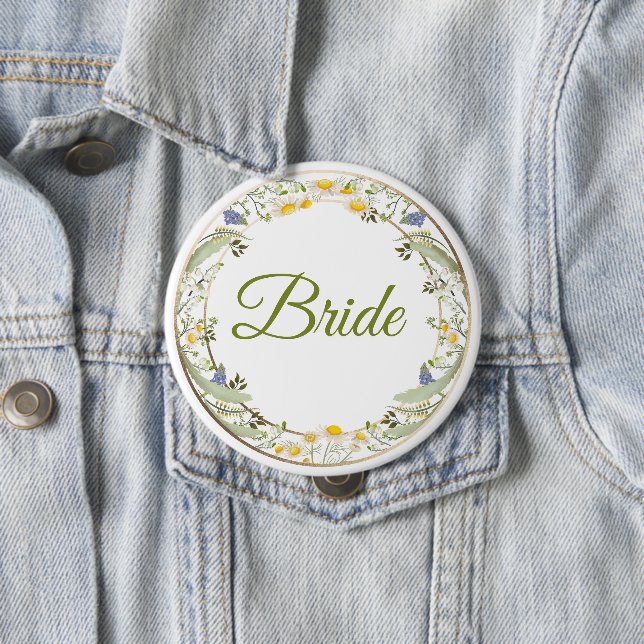 Summer Flowers Wedding Button - Customisable (In Situ)