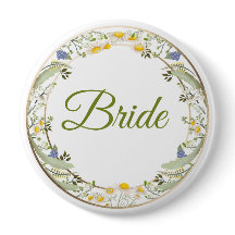 Summer Flowers Wedding Button - Customisable