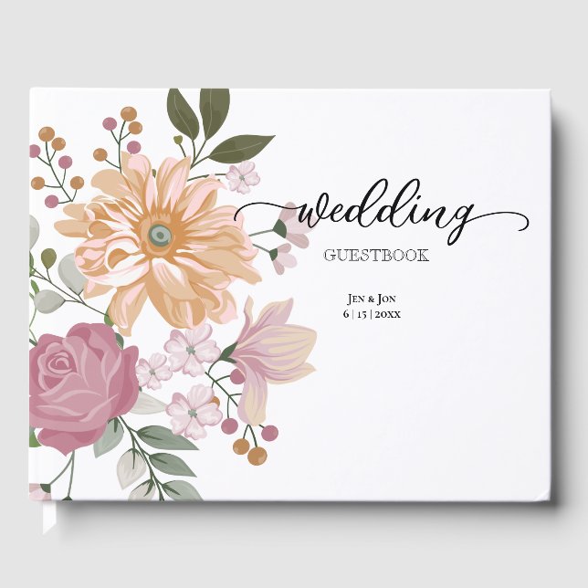 Summer Flowers Wedding  Guest Book (Front)