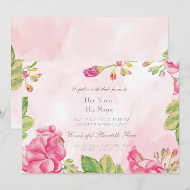 Summer Flowers Wedding Invitation (Front/Back)