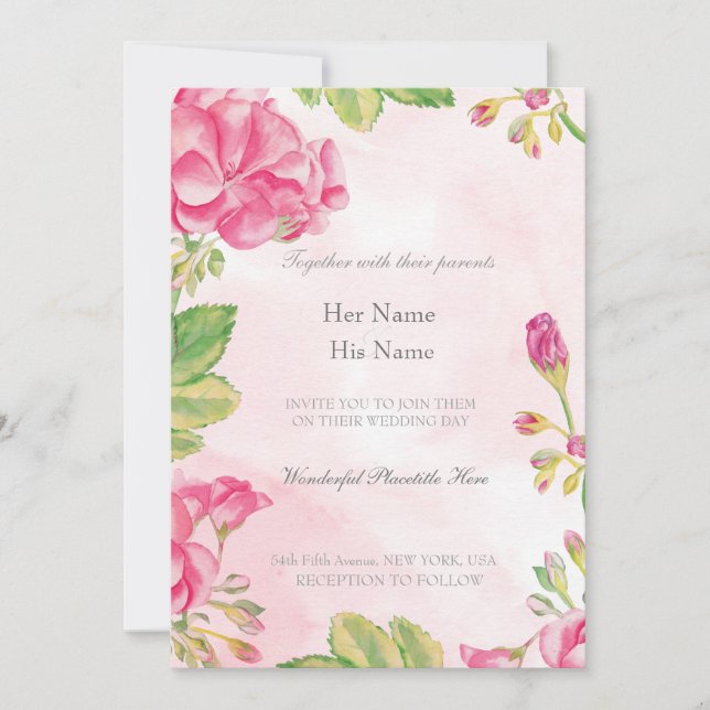 Summer Flowers Wedding Invitation (Front)