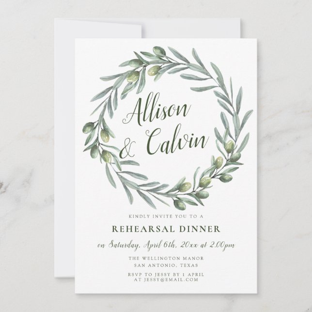 Summer foliage rehearsal dinner invitation (Front)