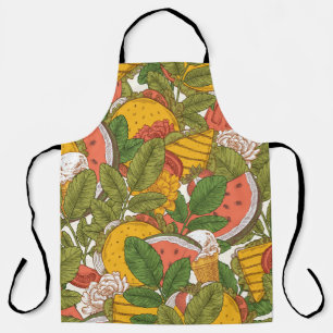 Summer food seamless pattern. Sanwiches,ice cream Apron