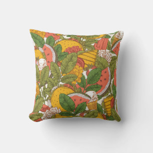Summer food seamless pattern. Sanwiches,ice cream Cushion