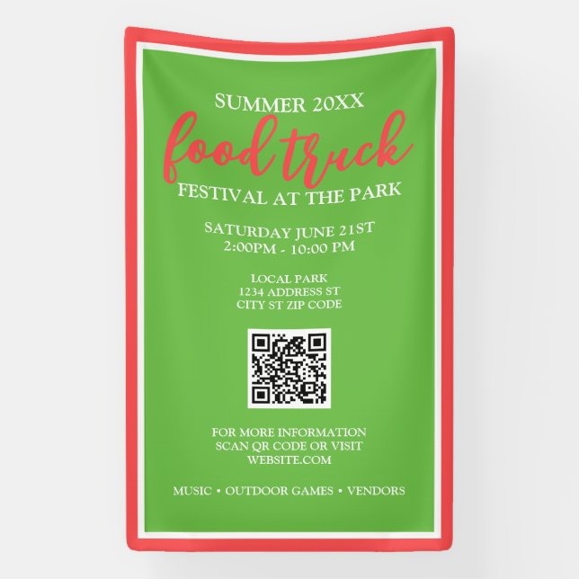 Summer Food Truck Festival Event Vertical Banner (Vertical)