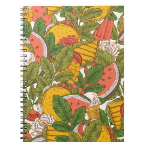 Summer Food Vintage Illustration Pattern Notebook