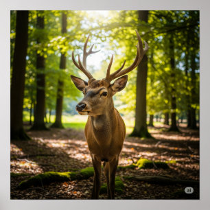 Summer Forest Deer Poster