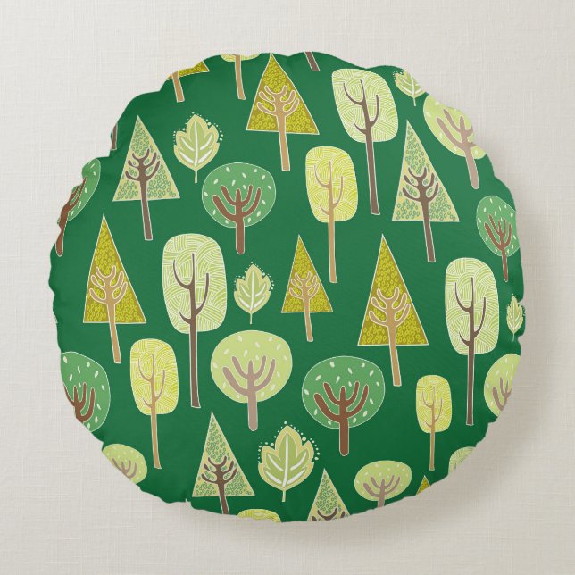 Summer Forest: Nature Inspired Design Round Cushion (Front)