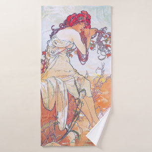 Summer (Four Seasons), Alphonse Mucha Bath Towel