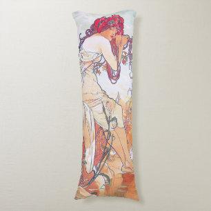 Summer (Four Seasons), Alphonse Mucha Body Cushion