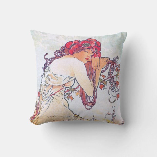Summer (Four Seasons), Alphonse Mucha Cushion (Front)