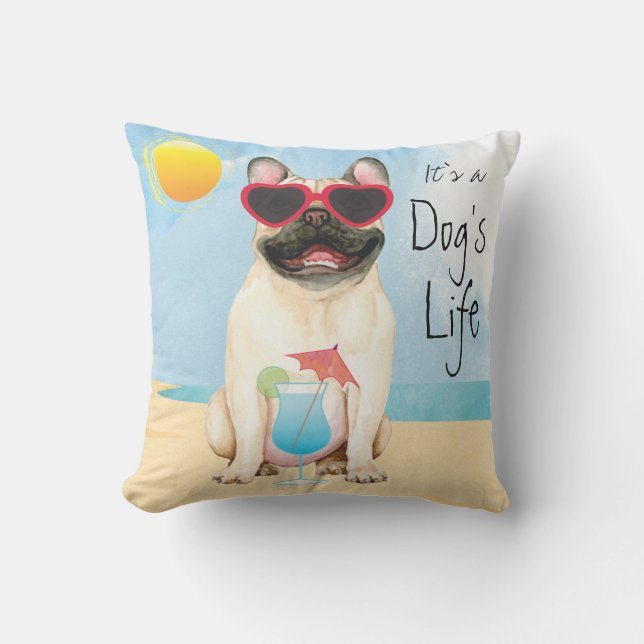 Summer French Bulldog Cushion (Front)