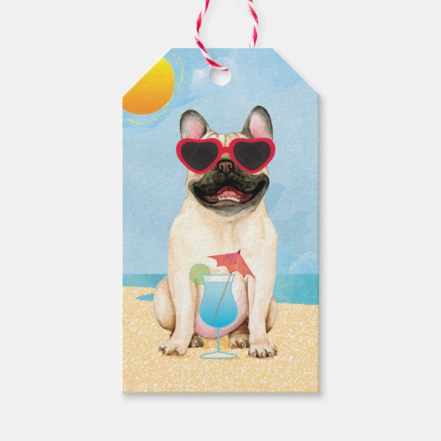 Summer French Bulldog Gift Tags (Front)