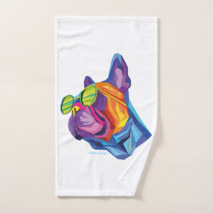 Summer French Bulldog Puppy Colourful Hand Towel