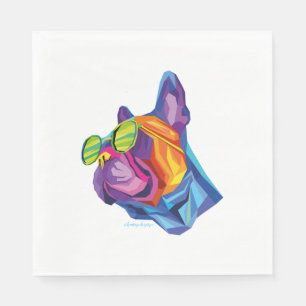 Summer French Bulldog Puppy Colourful Napkin