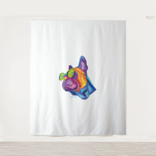 Summer French Bulldog Puppy Colourful Tapestry