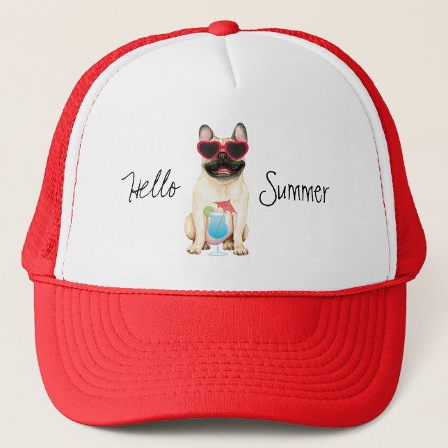 Summer French Bulldog Trucker Hat (Front)