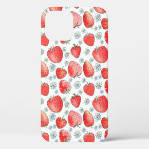 Summer fresh and bright strawberry pattern. Waterc iPhone 12 Case