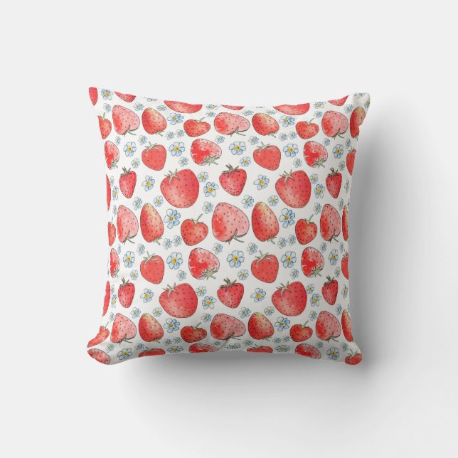 Summer fresh and bright strawberry pattern. Waterc Cushion (Front)