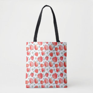 Summer fresh and bright strawberry pattern. Waterc Tote Bag